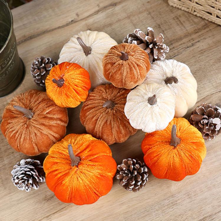 Halloween Flannel Simulation Pumpkin Ornament Holiday Decorations, Size: 8cm