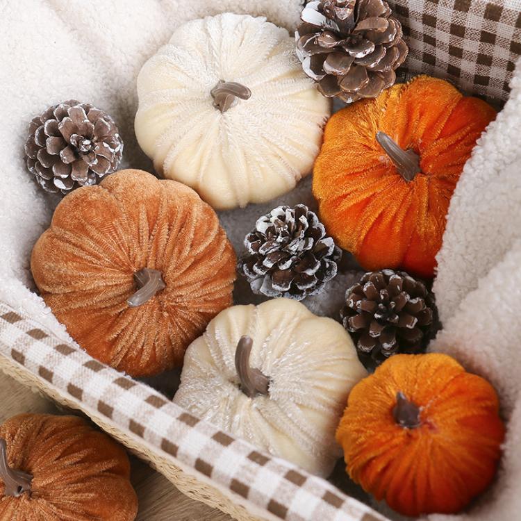 Halloween Flannel Simulation Pumpkin Ornament Holiday Decorations, Size: 8cm