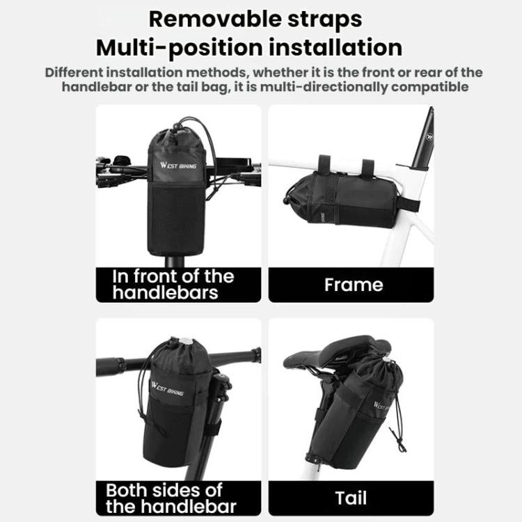 WEST BIKING Handlebar Seatpost Water Bottle Storage Bag For Cycling - Black