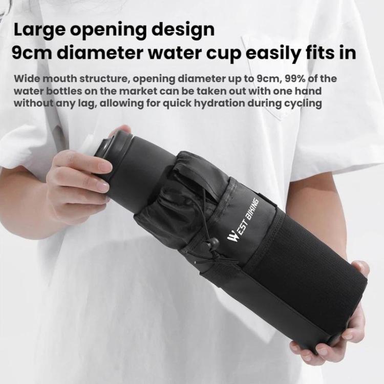 WEST BIKING Handlebar Seatpost Water Bottle Storage Bag For Cycling - Black
