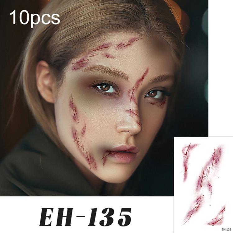 EH-135 10pcs Colorful Waterproof Scar Bruise Temporary Tattoo Stickers Halloween Temporary Tattoo Stickers