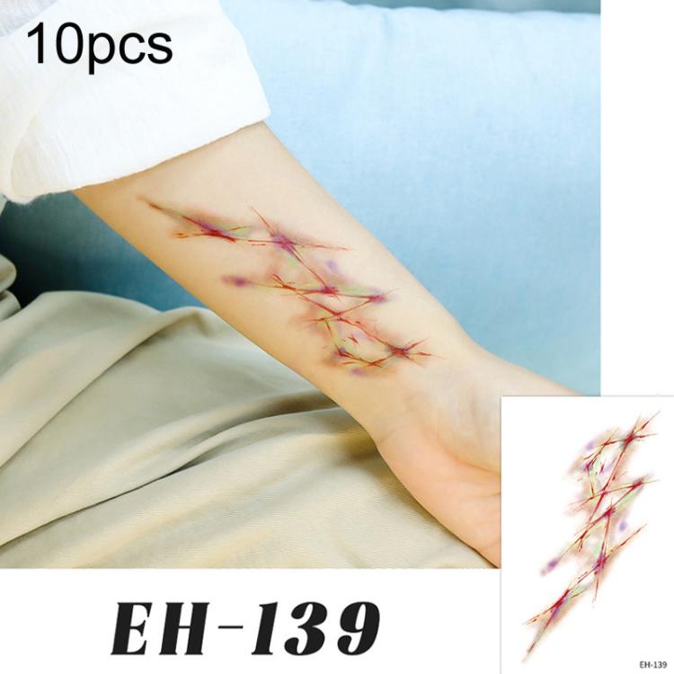EH-139 10pcs Colorful Waterproof Scar Bruise Temporary Tattoo Stickers Halloween Temporary Tattoo Stickers
