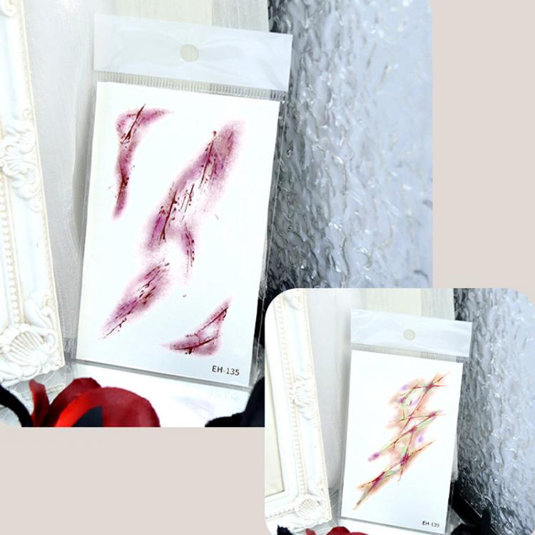 EH-135 10pcs Colorful Waterproof Scar Bruise Temporary Tattoo Stickers Halloween Temporary Tattoo Stickers