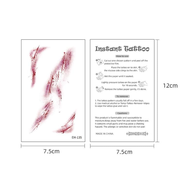 EH-146 10pcs Colorful Waterproof Scar Bruise Temporary Tattoo Stickers Halloween Temporary Tattoo Stickers