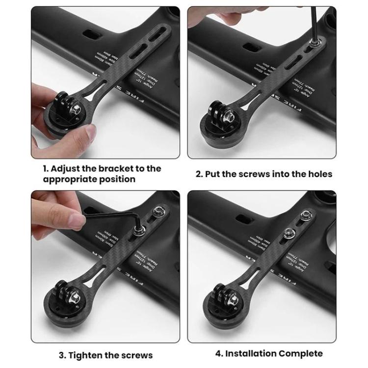 WEST BIKING Carbon Fiber Bicycle Computer Extension Bracket for Sports Cameras - Black