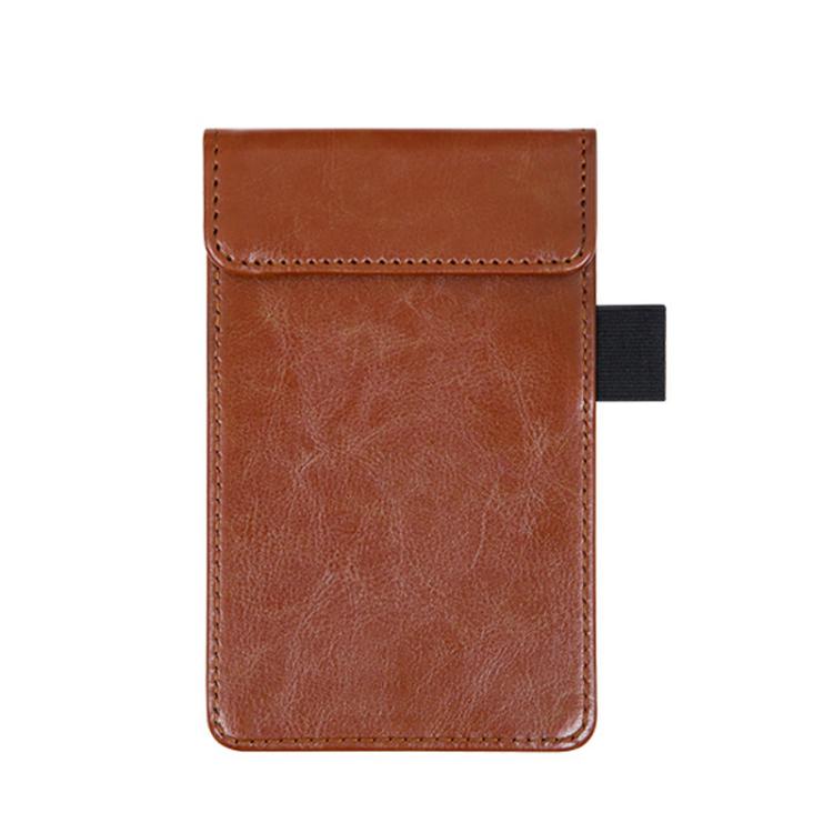 Magnetic PU Leather Clipboard with Pen Holder Portable Notepad Board Folder, Size: A7 Brown