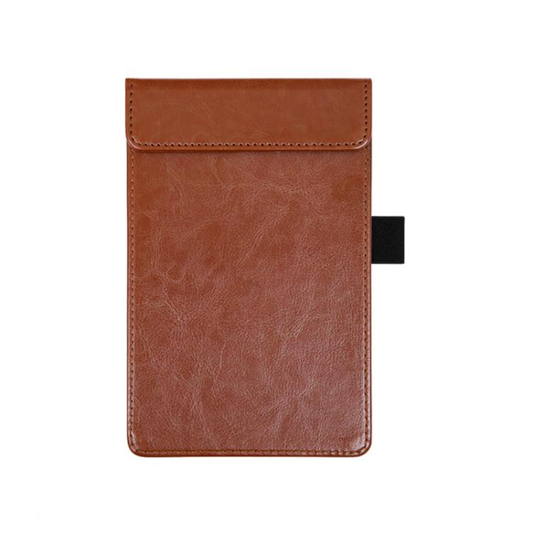 Magnetic PU Leather Clipboard with Pen Holder Portable Notepad Board Folder, Size: B6 Brown
