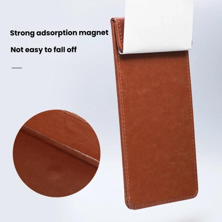 Magnetic PU Leather Clipboard with Pen Holder Portable Notepad Board Folder, Size: A6 Brown