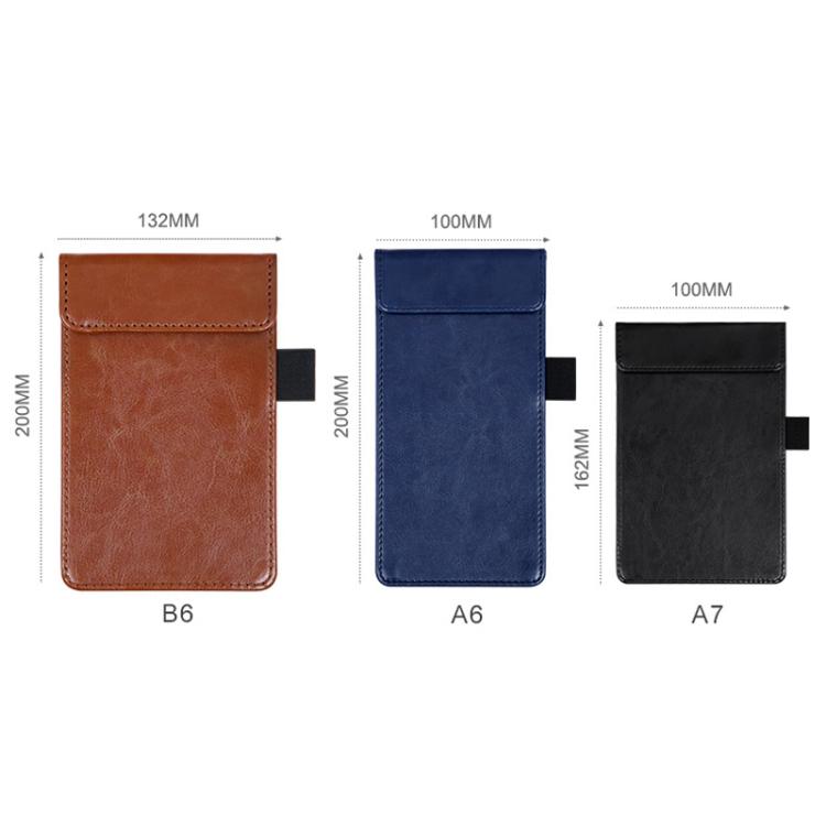 Magnetic PU Leather Clipboard with Pen Holder Portable Notepad Board Folder, Size: A6 Black