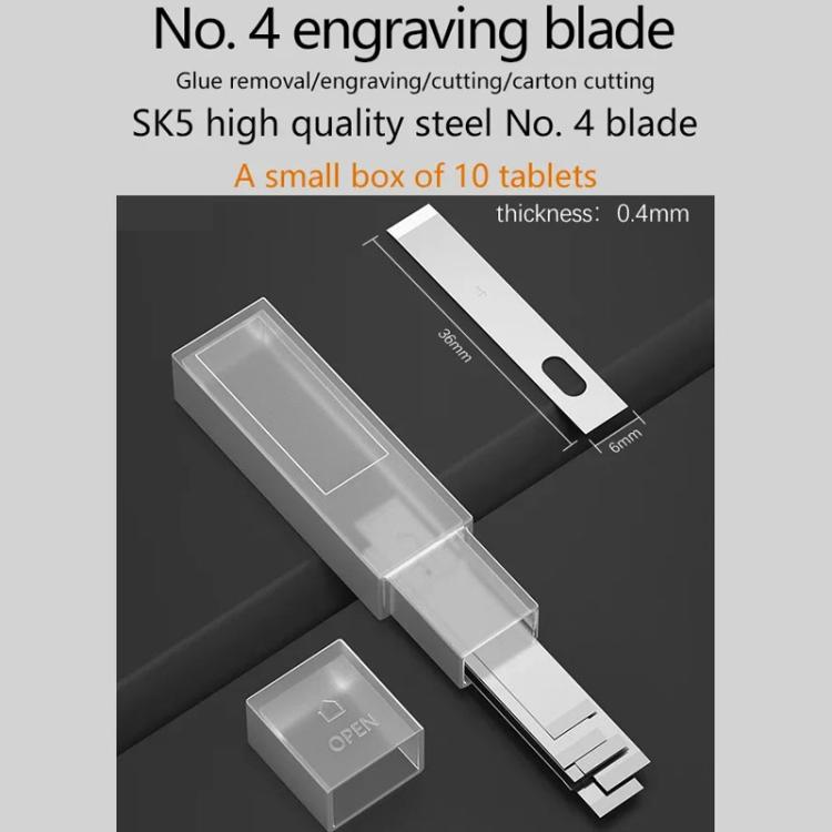 MaAnt M077 150pcs /Box Double-sided Flat Blade Cell Phone Repair Back Cover Removal Artistic Engraving Knife Blade, Spec: No. 4