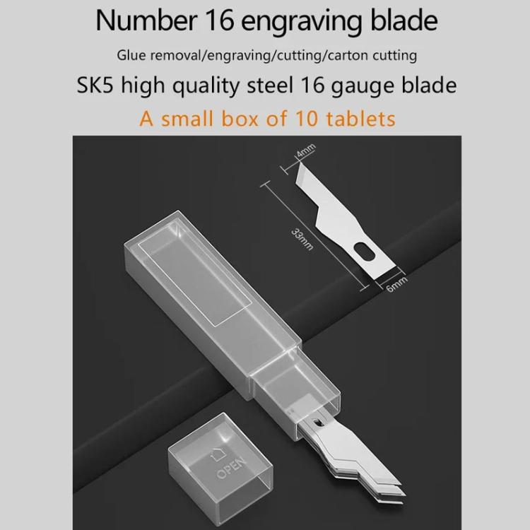 MaAnt M077 150pcs /Box Double-sided Flat Blade Cell Phone Repair Back Cover Removal Artistic Engraving Knife Blade, Spec: No. 16