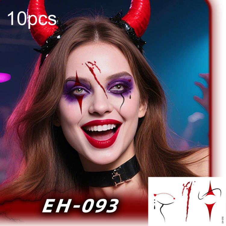 EH-093 10pcs Halloween Temporary Tattoo Stickers Waterproof Facial Scar Makeup Stickers