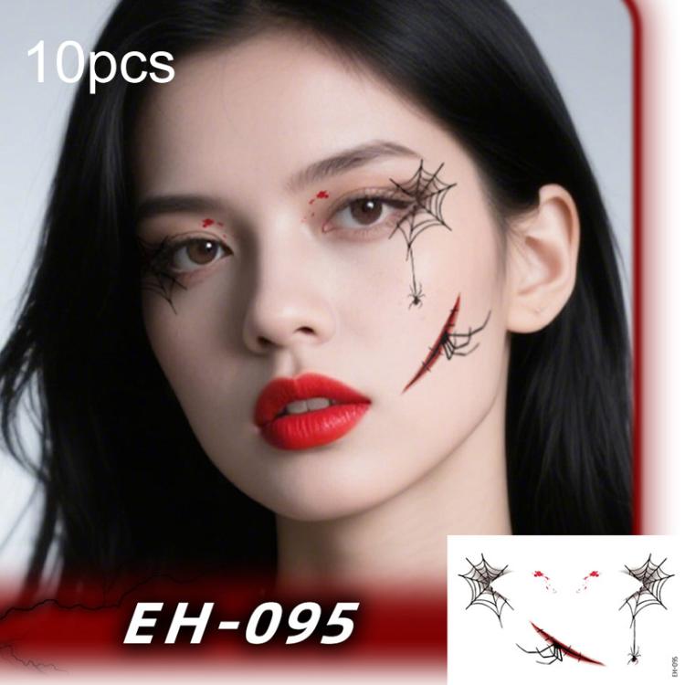 EH-095 10pcs Halloween Temporary Tattoo Stickers Waterproof Facial Scar Makeup Stickers