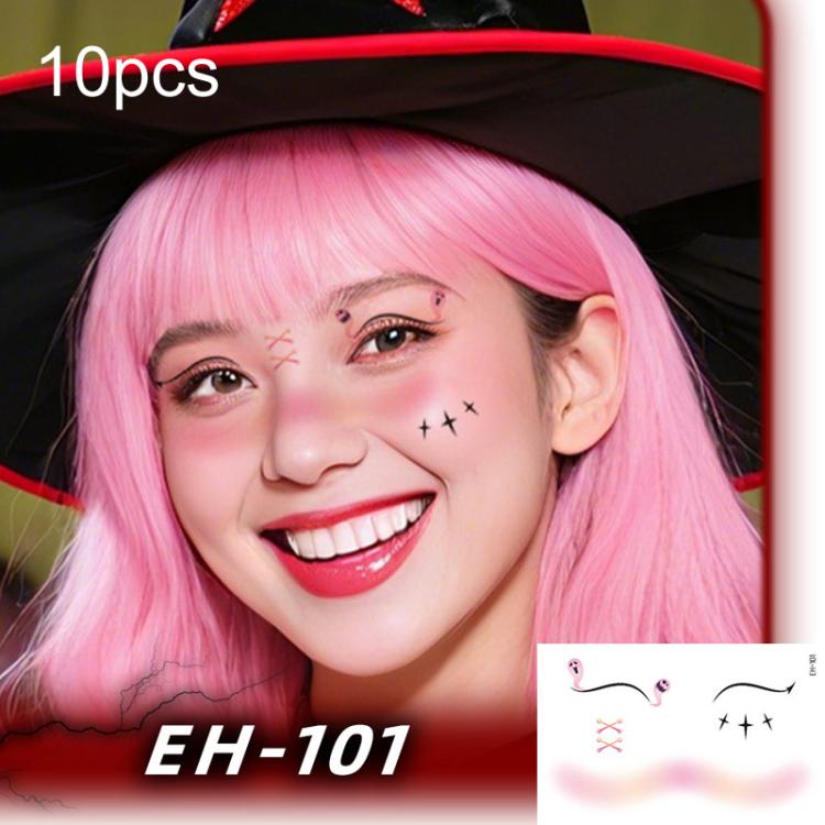 EH-101 10pcs Halloween Temporary Tattoo Stickers Waterproof Facial Scar Makeup Stickers