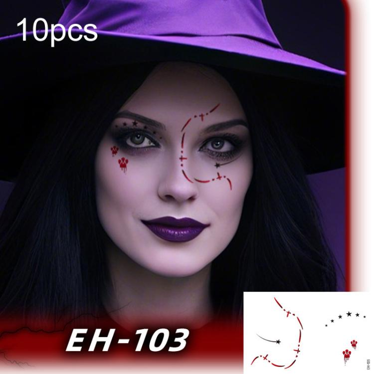 EH-103 10pcs Halloween Temporary Tattoo Stickers Waterproof Facial Scar Makeup Stickers