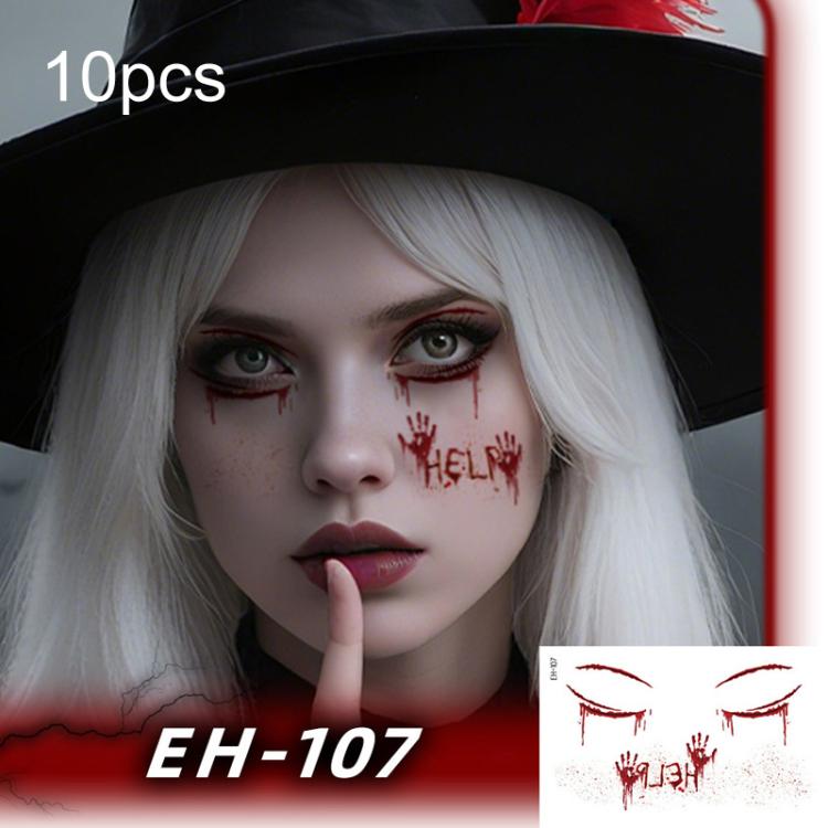 EH-107 10pcs Halloween Temporary Tattoo Stickers Waterproof Facial Scar Makeup Stickers
