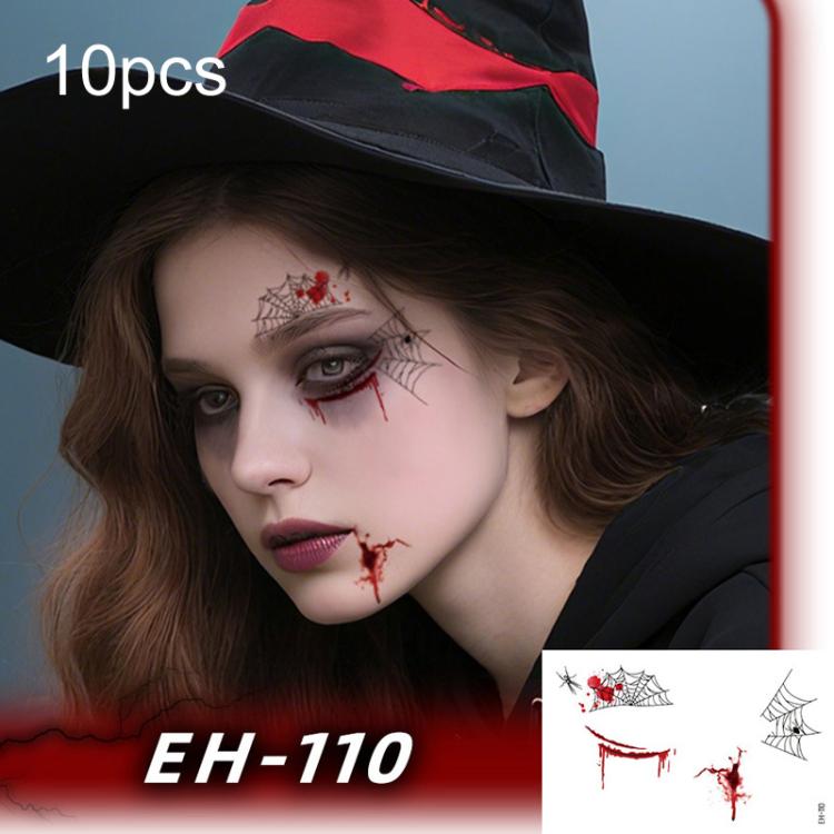 EH-110 10pcs Halloween Temporary Tattoo Stickers Waterproof Facial Scar Makeup Stickers