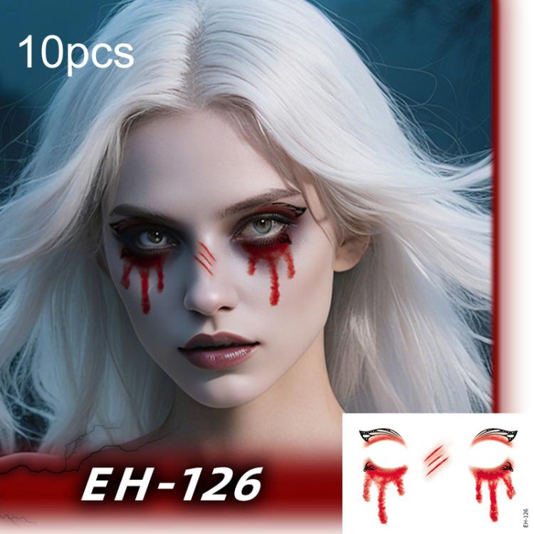 EH-126 10pcs Halloween Temporary Tattoo Stickers Waterproof Facial Scar Makeup Stickers