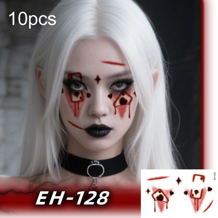 EH-128 10pcs Halloween Temporary Tattoo Stickers Waterproof Facial Scar Makeup Stickers