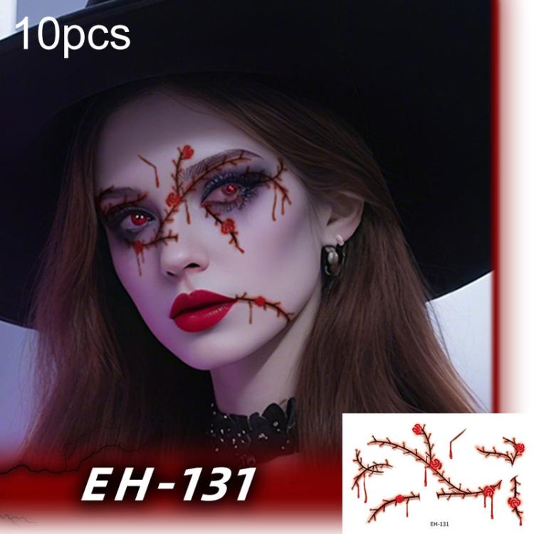 EH-131 10pcs Halloween Temporary Tattoo Stickers Waterproof Facial Scar Makeup Stickers
