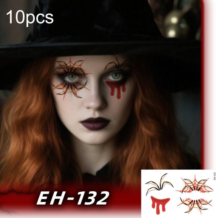 EH-132 10pcs Halloween Temporary Tattoo Stickers Waterproof Facial Scar Makeup Stickers