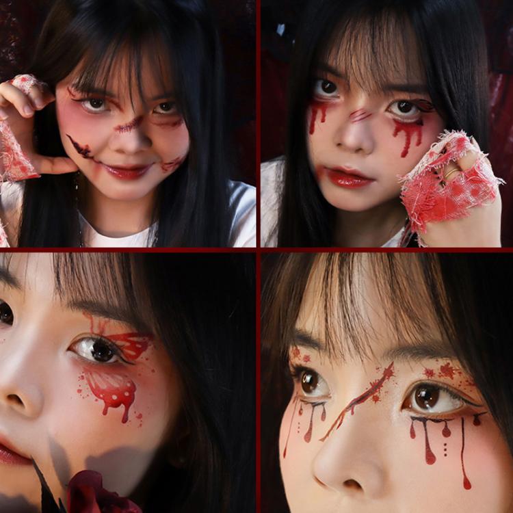 EH-105 10pcs Halloween Temporary Tattoo Stickers Waterproof Facial Scar Makeup Stickers