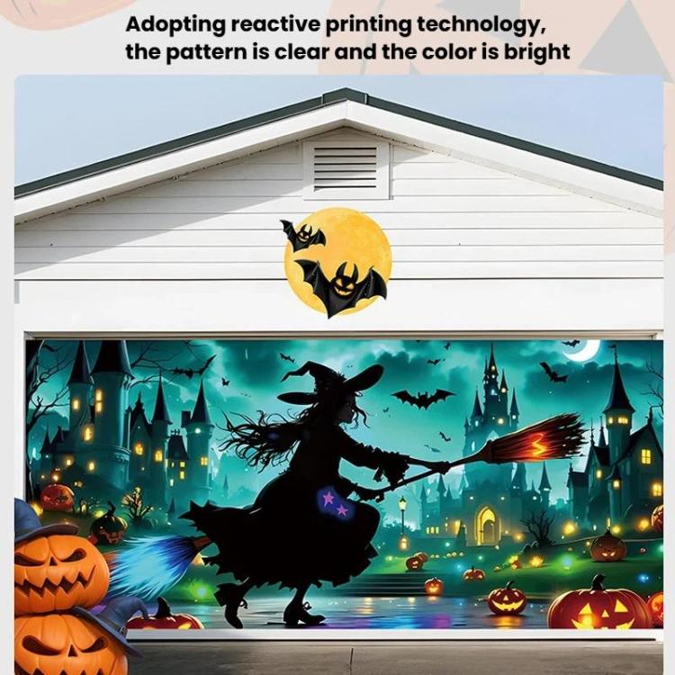 Halloween Garage Backdrop Decorative Garage Atmosphere Wall Fabric, Style: 2
