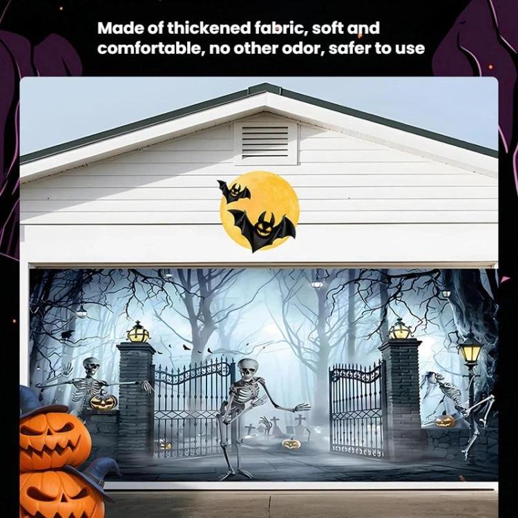Halloween Garage Backdrop Decorative Garage Atmosphere Wall Fabric, Style: 2