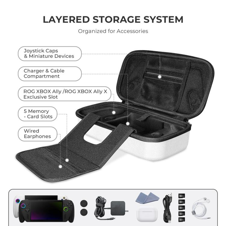 JYS Hard Carrying Case for ASUS ROG Xbox Ally/X Handheld Portable Travel Zipper Bag