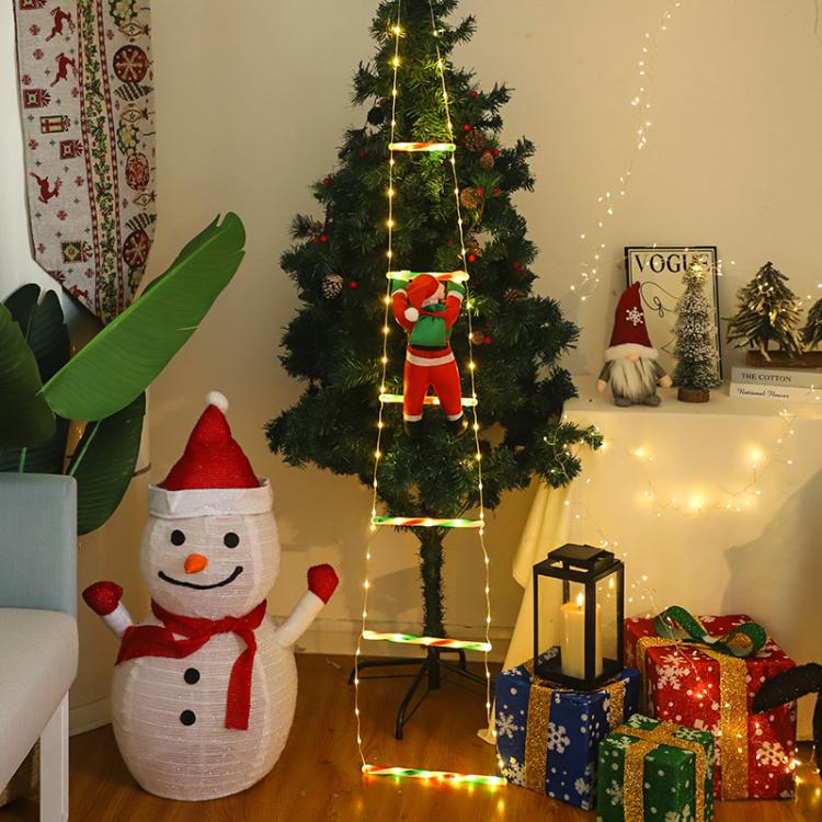1.2m 6 Grids Trapezoidal LED Santa Claus Climbing Ladder Lights Animated Christmas Tree Decoration