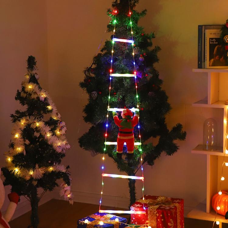 1.2m 6 Grids Trapezoidal LED Santa Claus Climbing Ladder Lights Animated Christmas Tree Decoration