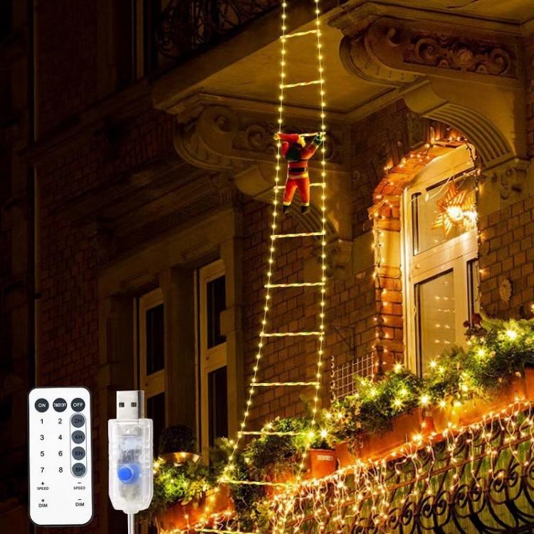 1.2m 6 Grids Trapezoidal LED Santa Claus Climbing Ladder Lights Animated Christmas Tree Decoration
