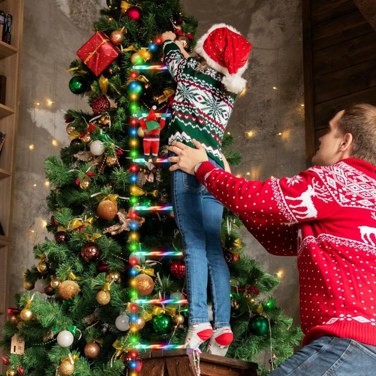 1.2m 6 Grids Trapezoidal LED Santa Claus Climbing Ladder Lights Animated Christmas Tree Decoration