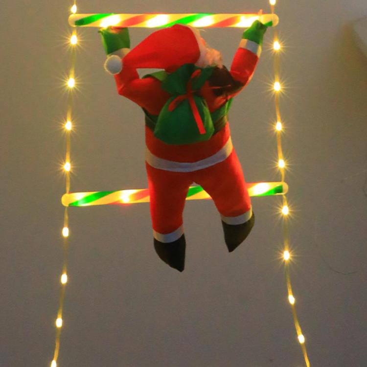 2m 8 Grids Trapezoidal LED Santa Claus Climbing Ladder Lights Animated Christmas Tree Decoration