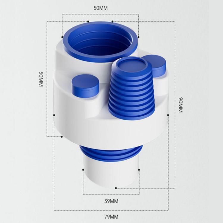 50/63/75mm PVC Pipe Universal Anti-Odor Seal Plug Kitchen Multi-Functional Drain Diverter - Blue