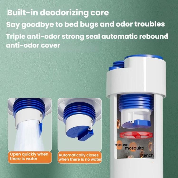 50/63/75mm PVC Pipe Universal Anti-Odor Seal Plug Kitchen Multi-Functional Drain Diverter - Blue