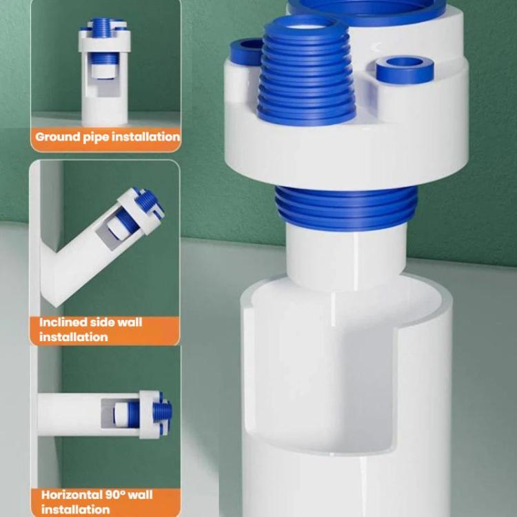 50/63/75mm PVC Pipe Universal Anti-Odor Seal Plug Kitchen Multi-Functional Drain Diverter - Blue