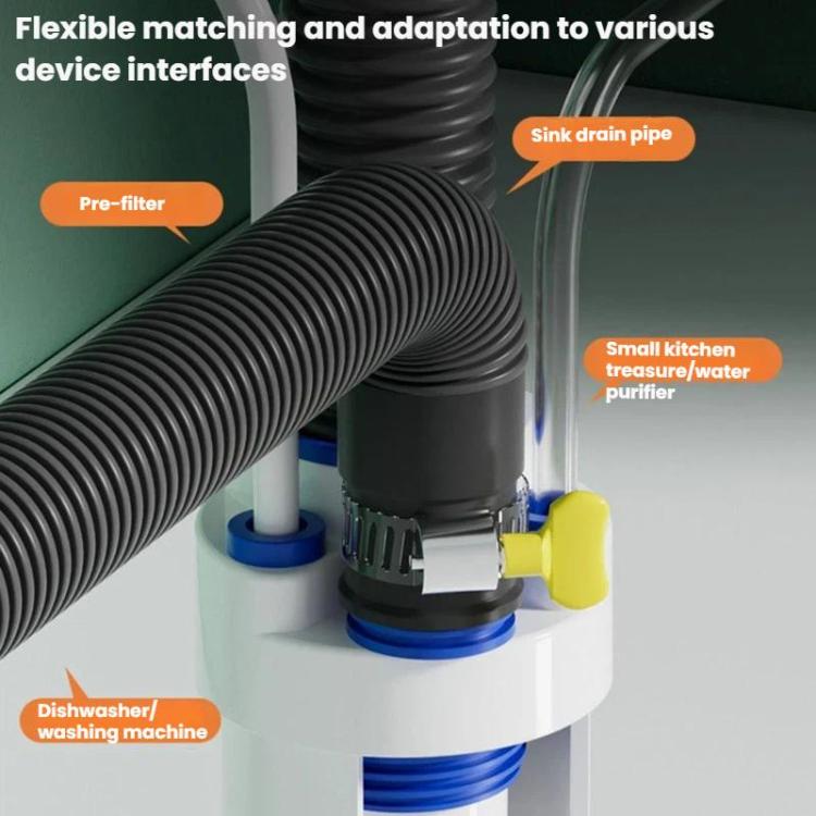 50/63/75mm PVC Pipe Universal Anti-Odor Seal Plug Kitchen Multi-Functional Drain Diverter - Blue