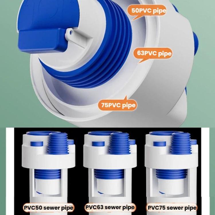 50/63/75mm PVC Pipe Universal Anti-Odor Seal Plug Kitchen Multi-Functional Drain Diverter - Blue