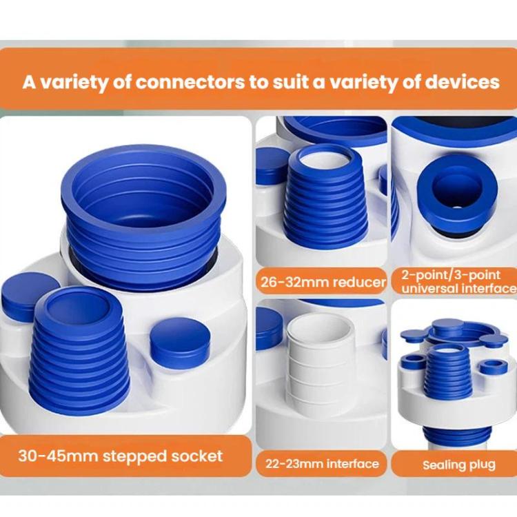 50/63/75mm PVC Pipe Universal Anti-Odor Seal Plug Kitchen Multi-Functional Drain Diverter - Blue