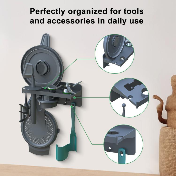 Wall-Mounted Rack for Thermomix TM31/TM5/TM6 Accessory Organizer Space-Saving Storage Shelf with Hooks - Gray