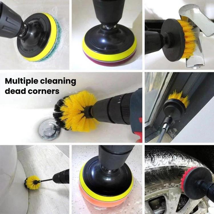 11pcs Electric Drill Cleaning Brush Power Tool Cleaning Brush With Sponge Scouring Pad Set