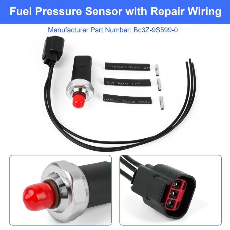 BC3Z-9S599-C Fuel Pressure Sensor with Repair Wiring Harness For 2012-2016 Ford 6.7L PowerStroke F-250/F-350/F-450/F-550 Super Duty