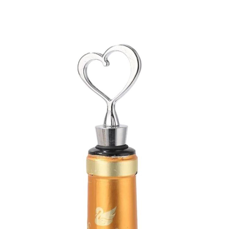 2pcs Heart-Shaped Wine Stopper And Bottle Opener Set Wedding Gift Wineware Set, Spec: Zinc Alloy