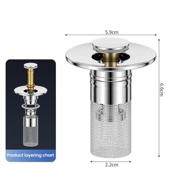 A2 Wire Basket Long Copper Core Basin Drainer Bouncing Core Washbasin Leakage Plug, Hole Pitch: Small Caliber 29-32mm