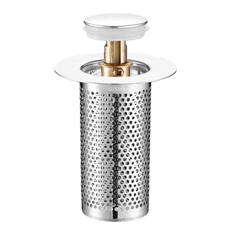 A1 Steel Basket Large Bore Copper Core Drainer Bouncing Core Washbasin 33-55mm Hole Distance Universal Plug Core, Spec: Long 8cm