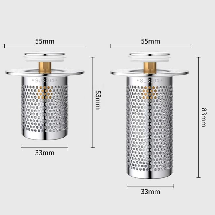 A1 Steel Basket Large Bore Copper Core Drainer Bouncing Core Washbasin 33-55mm Hole Distance Universal Plug Core, Spec: Long 8cm