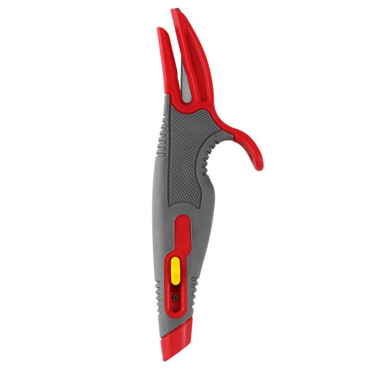 Multi-purpose Tape Cutter Box Opening Knife Anti-cut Automatic Rebound Utility Knife - Gray Red