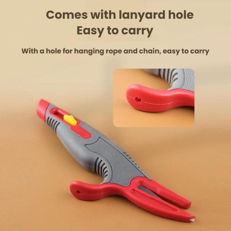 Multi-purpose Tape Cutter Box Opening Knife Anti-cut Automatic Rebound Utility Knife - Gray Red
