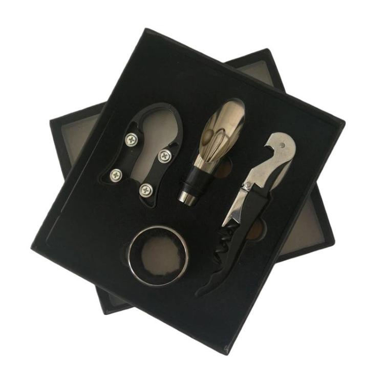 Portable Wine Opener Set Beer Stainless Steel Wine Pourer, Spec: 4pcs With Box